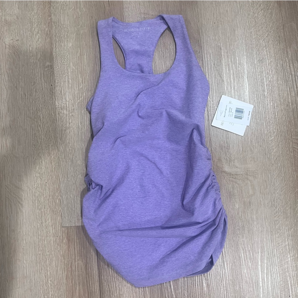 Beyond the Bump Purple Ruched Sleeveless Tank Top